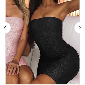 Black sparkly strapless dress. Worn once